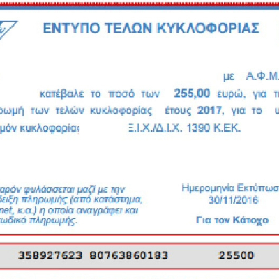 Απαλλαγή τελών κυκλοφορίας